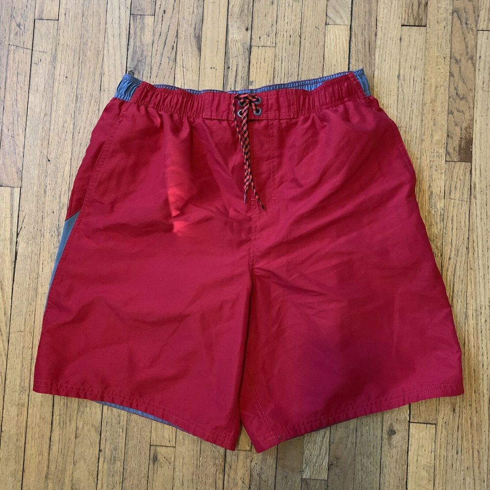 NIKE Red Swim Shorts Mens Pockets Trunks